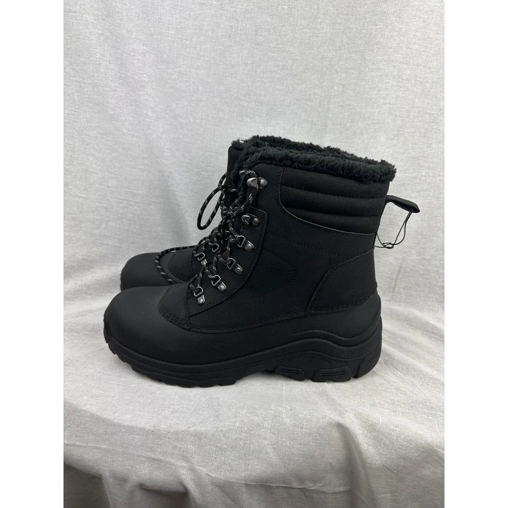 All in Motion Mens Waterproof Winter Boots‎ Black Faux Fur Lined Size 11 NEW